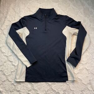 Under Armour‎ ColdGear Pullover Half Zip Athletic Top Navy White Women's Lg